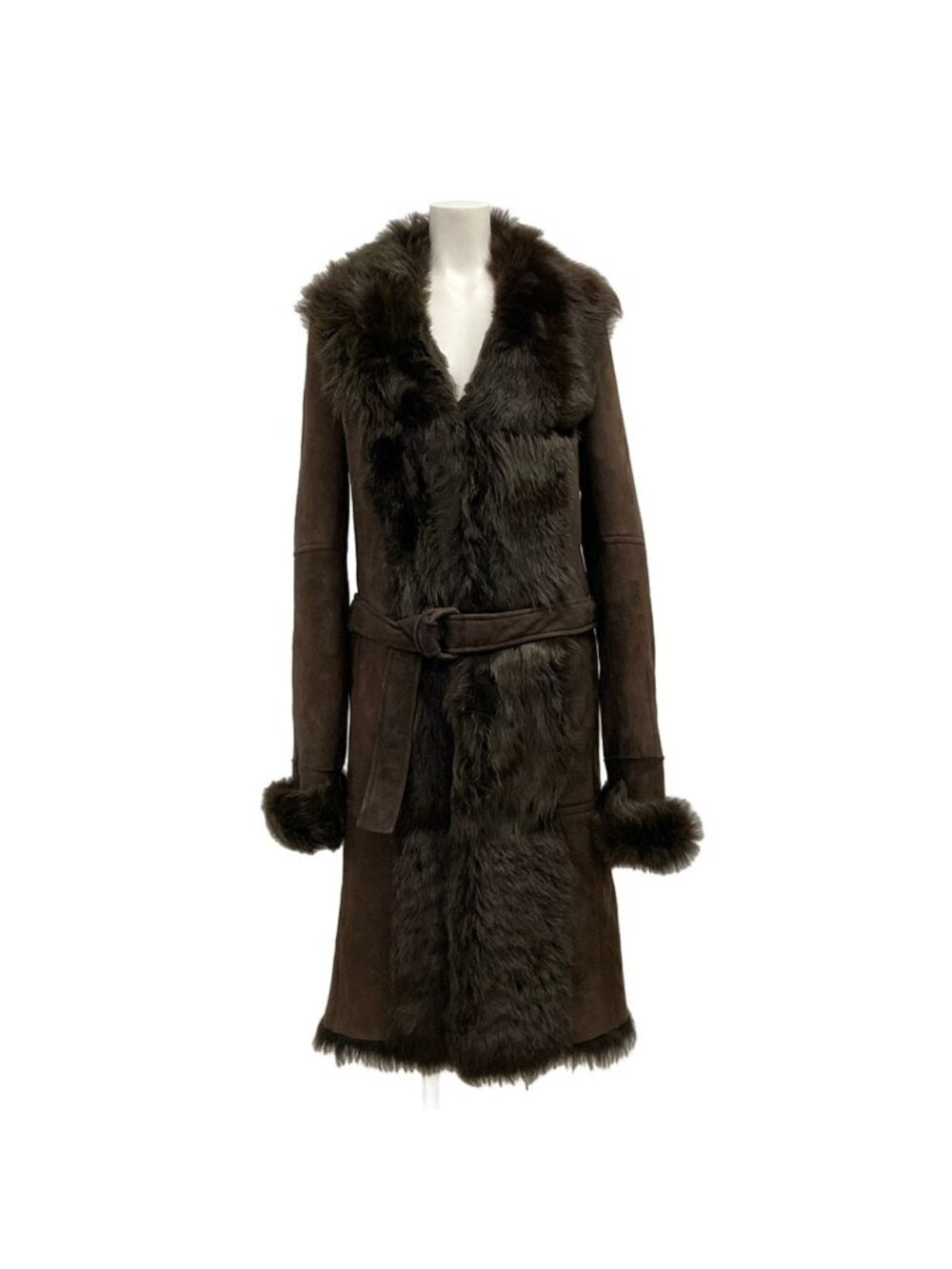 Loewe Coat M Dark Brown Sheep Leather Fur Winter 38